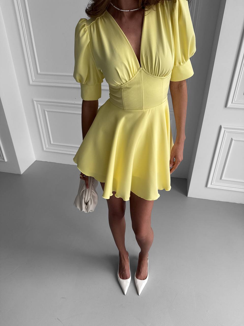 Geltonas suknelė-kombinezonas „Javila“