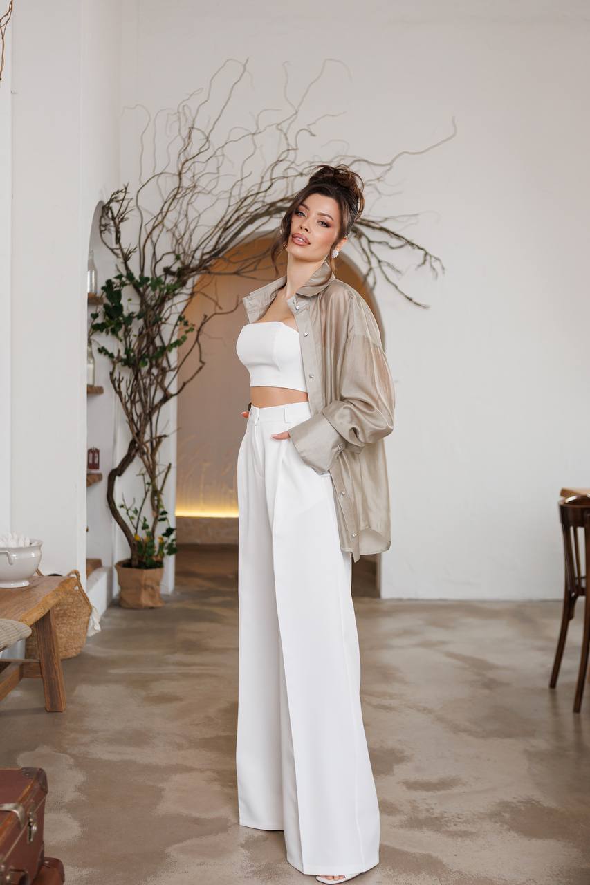 White trousers with belt “Paleja”