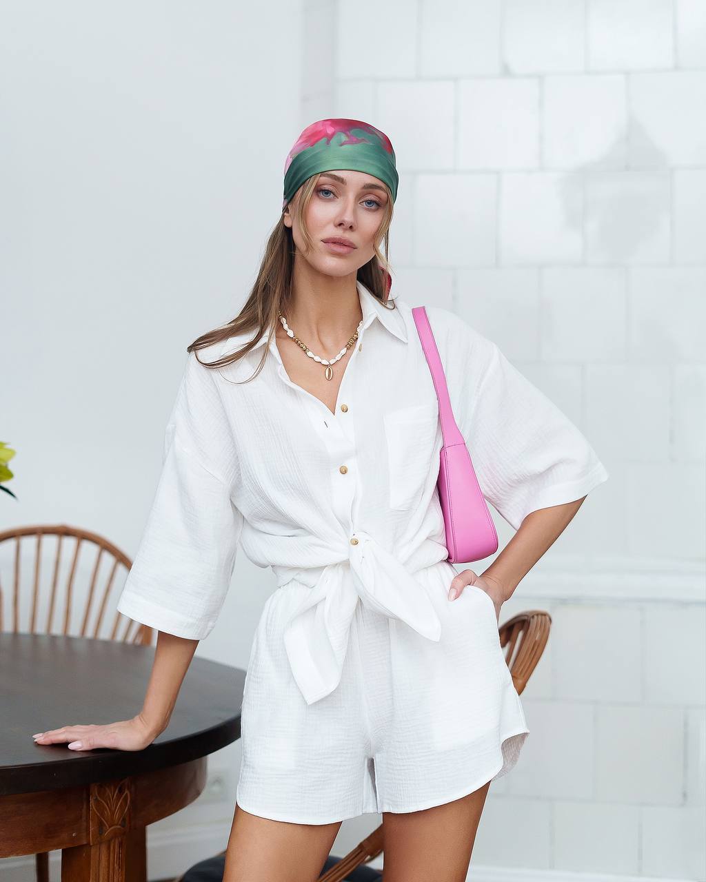 Milky white muslin set “Fetela”