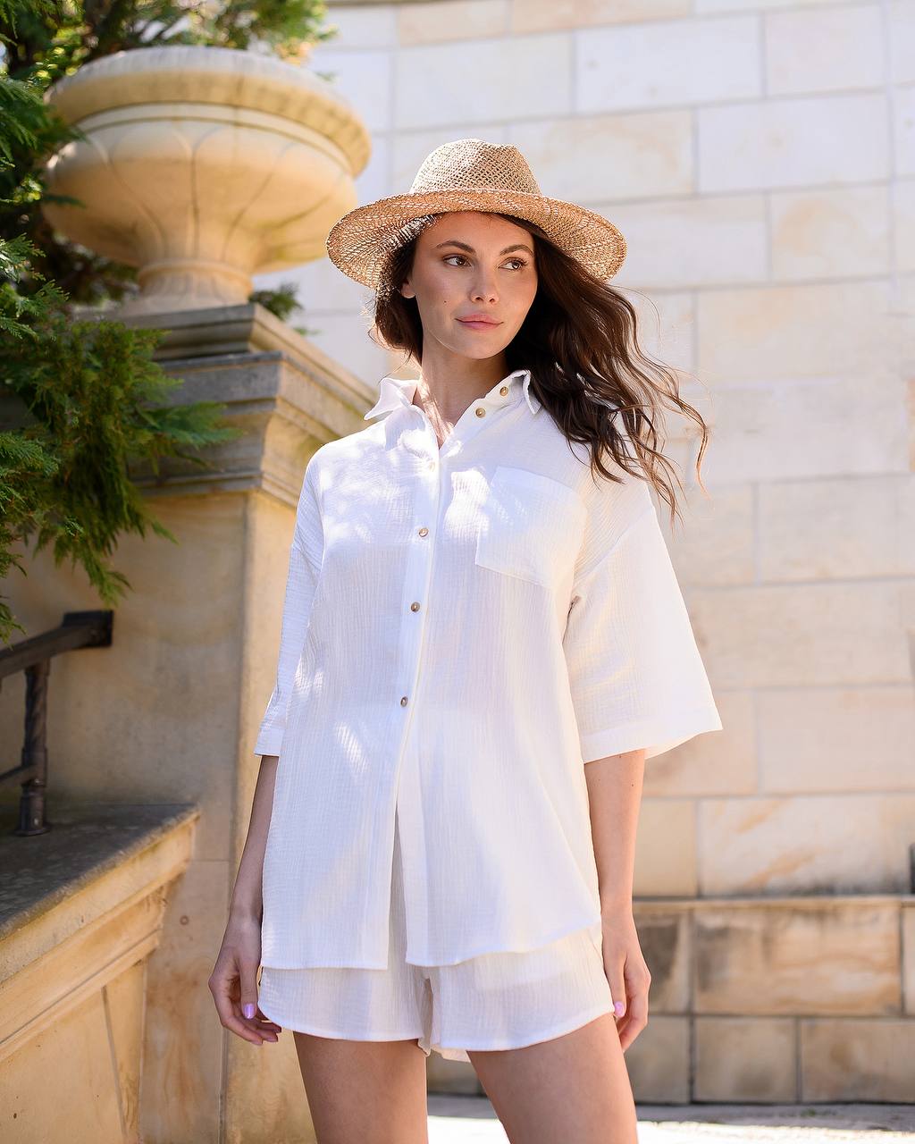 Milky white muslin set “Fetela”