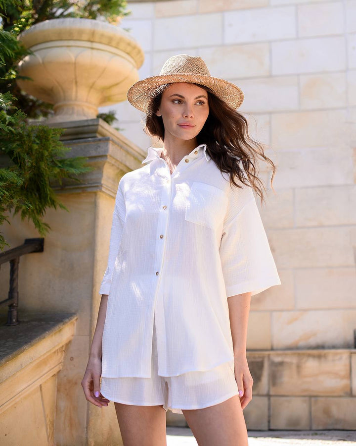 Milky white muslin set “Fetela”