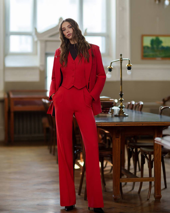 Red three piece suit "Ultra classy"