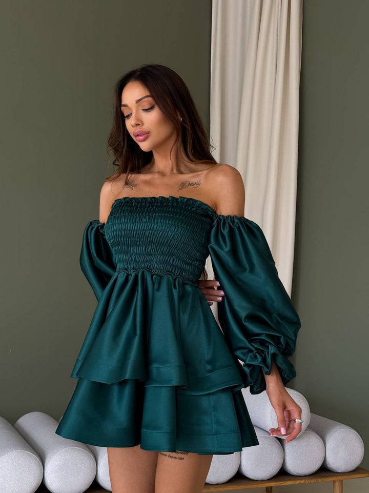 Smaragdinė mini suknelė "Vesta"