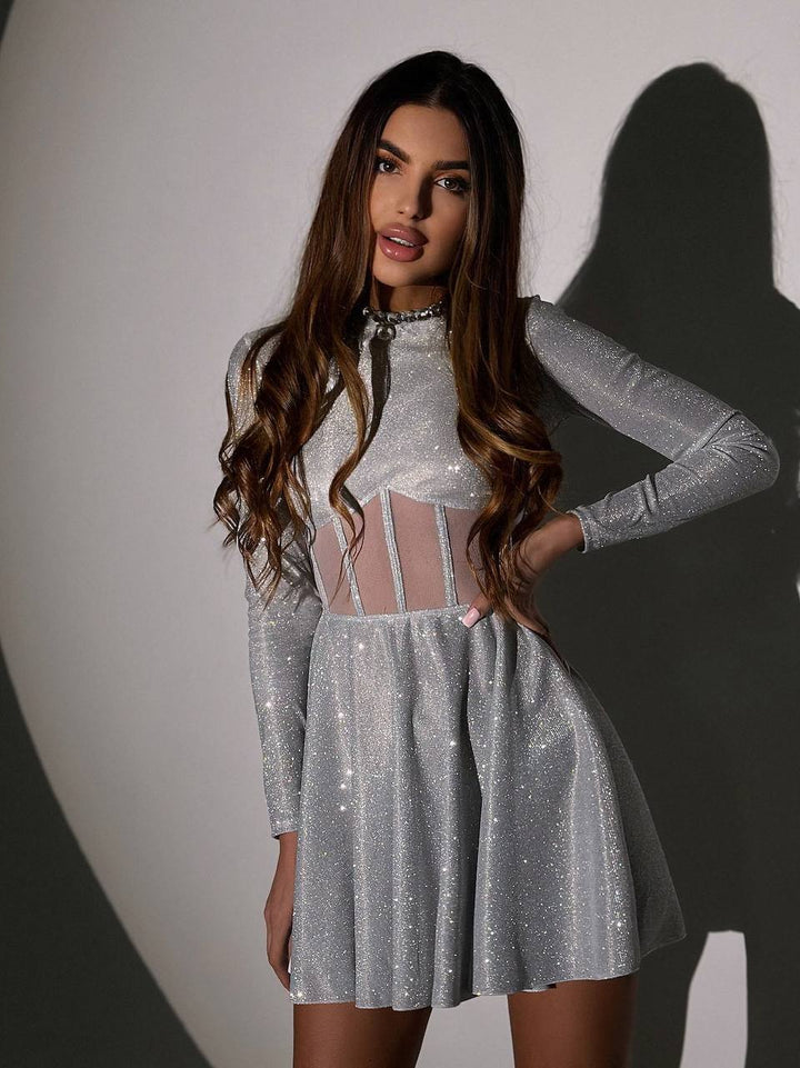 Sidabrinė mini suknelė "Luminous"