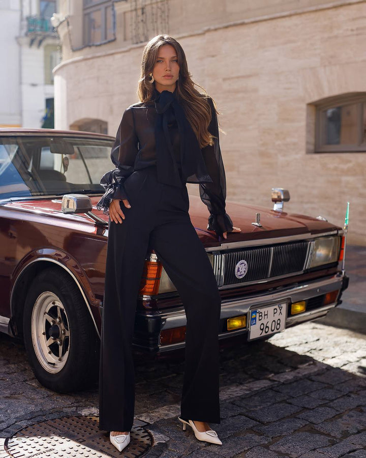 Black classic pants “Megata”