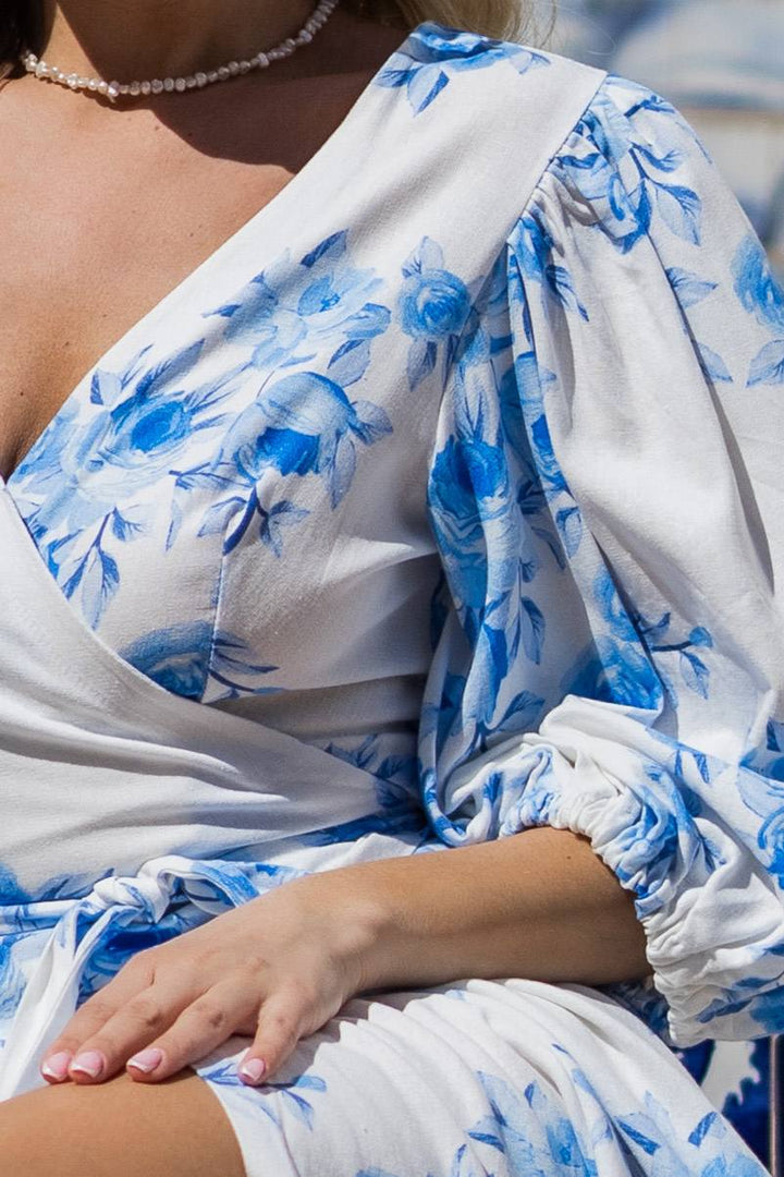 Lininė suknelė su gėlių raštais "Arija"