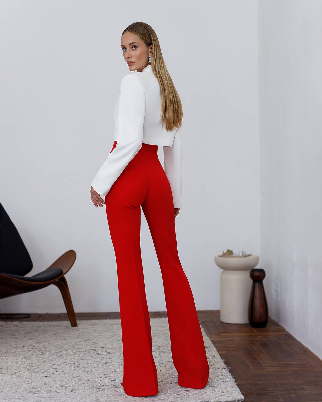 Red trousers "High waist flares"