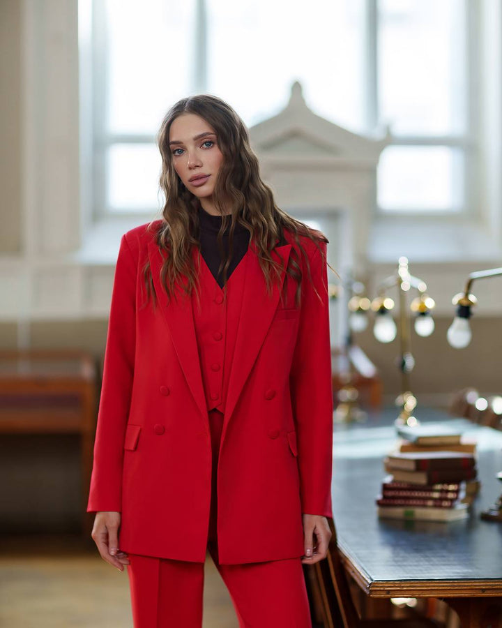Red three piece suit "Ultra classy"