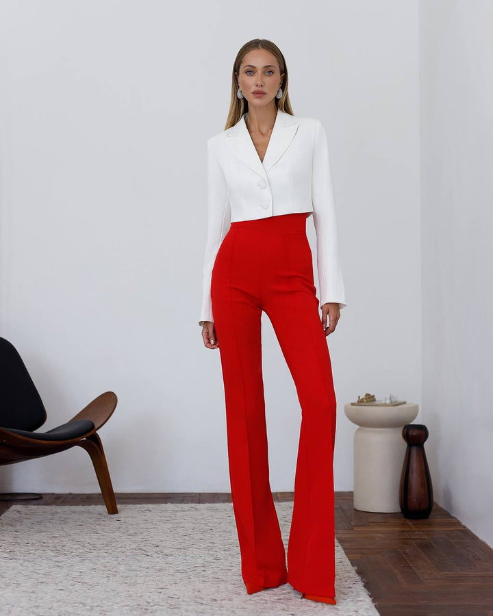 Red trousers "High waist flares"