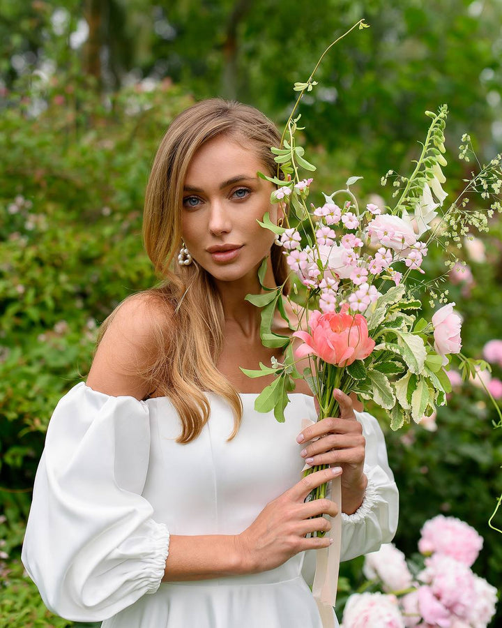 Pieno baltumo nuotakos suknelė „Baleja“