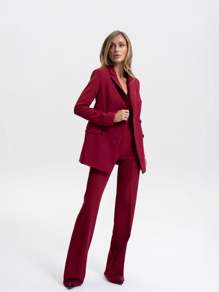 Burgundy suit "Long leg belted"