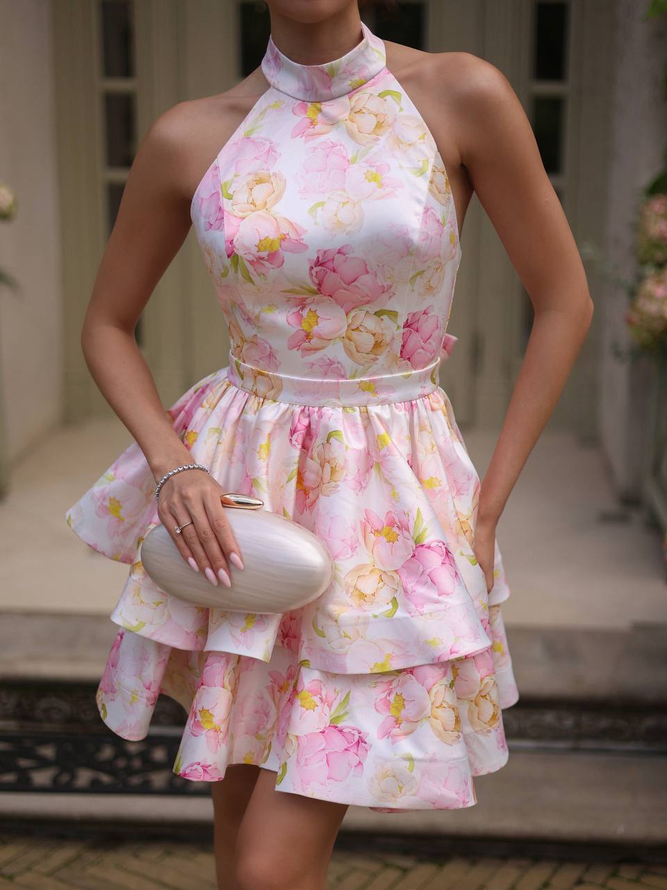 Pink flowers dress “Nelija”