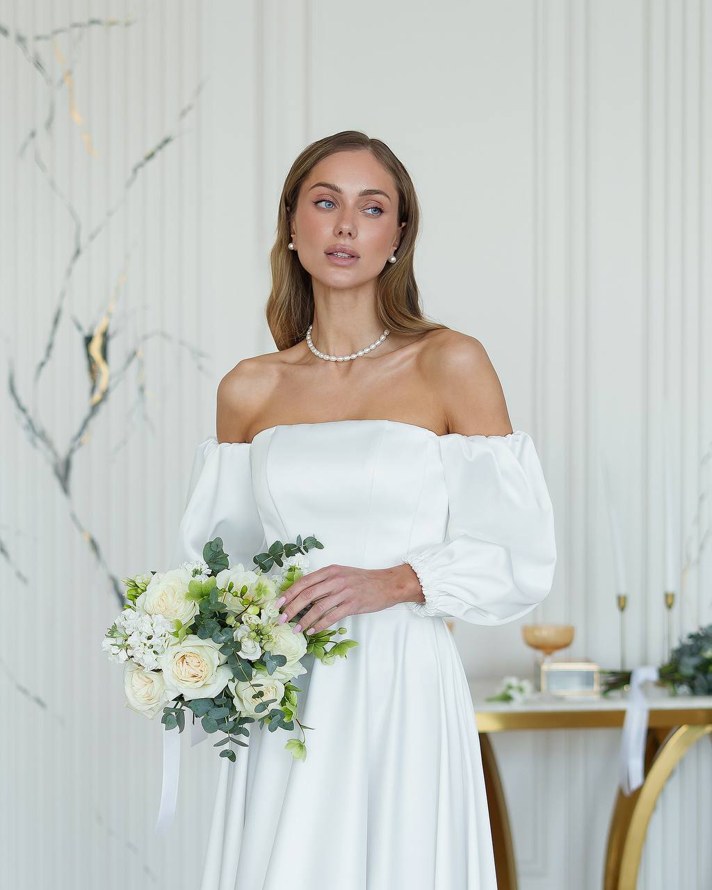 Pieno baltumo nuotakos suknelė „Baleja“