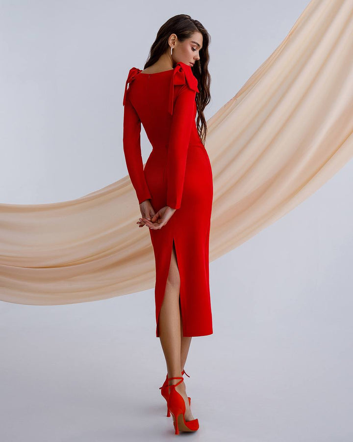 Raudona midi suknelė "Sabela"