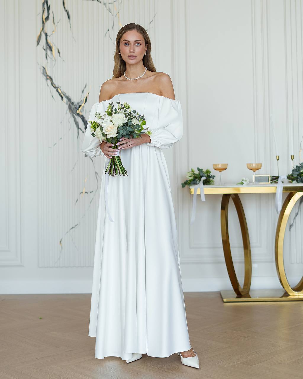 Pieno baltumo nuotakos suknelė „Baleja“