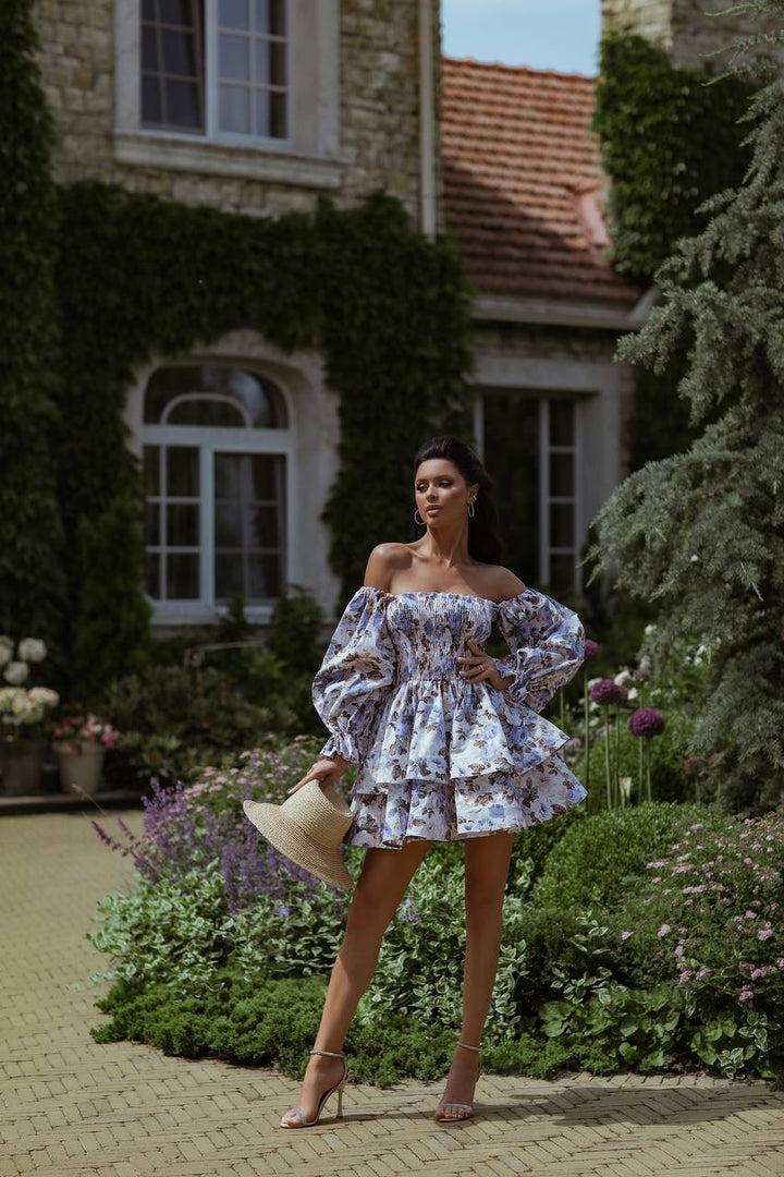 Blue flowers mini dress “Vesta”