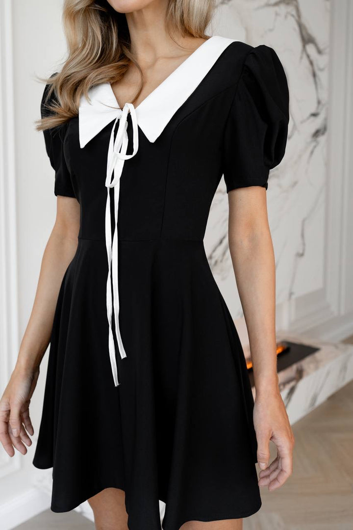 Black mini dress "White collar"