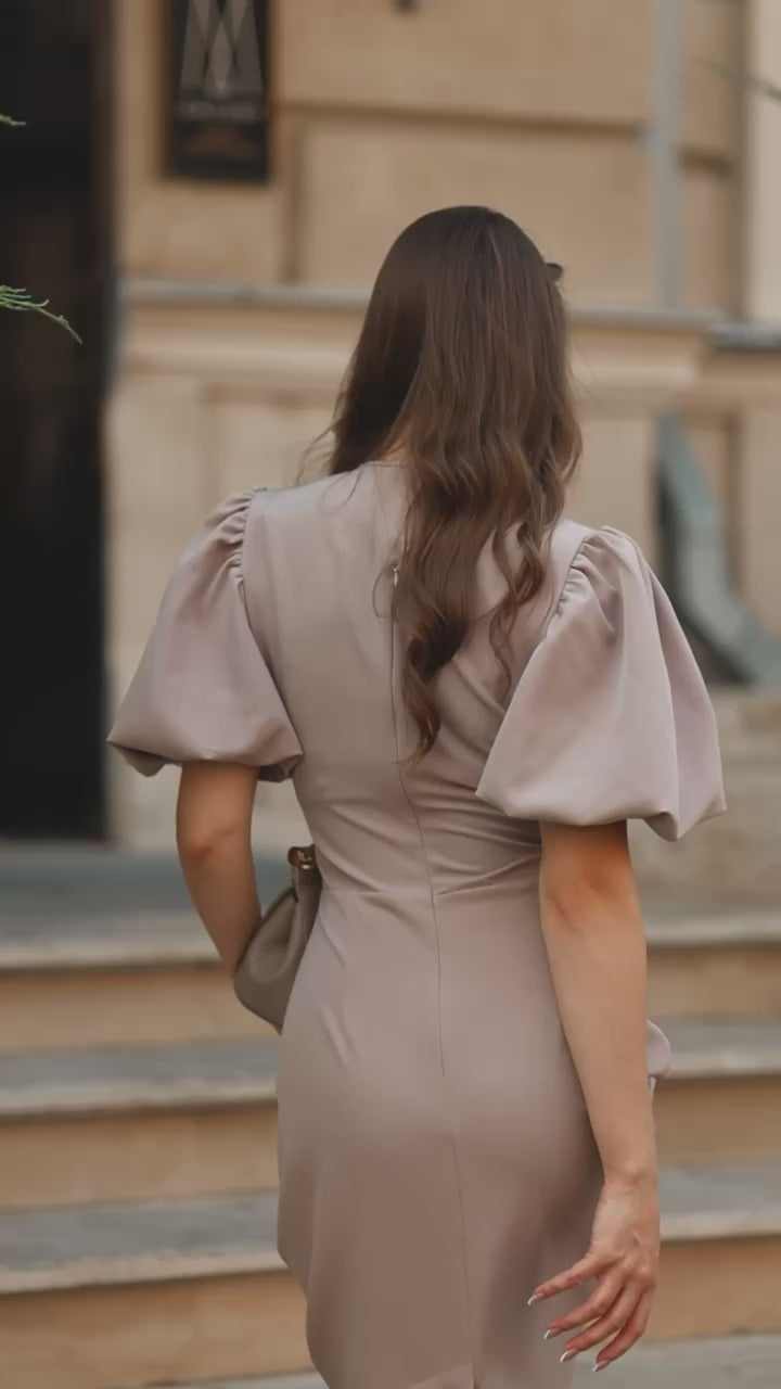 Smėlio spalvos midi suknelė "Julia"