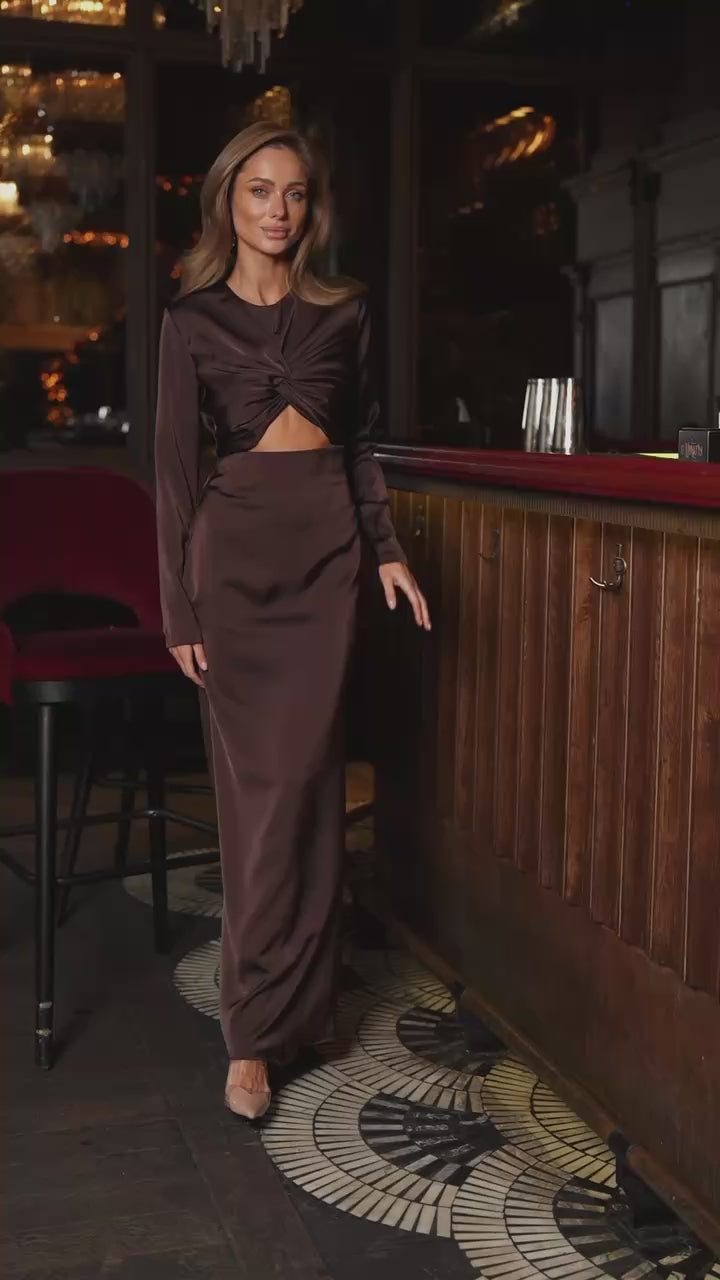 Brown maxi dress “Mona”