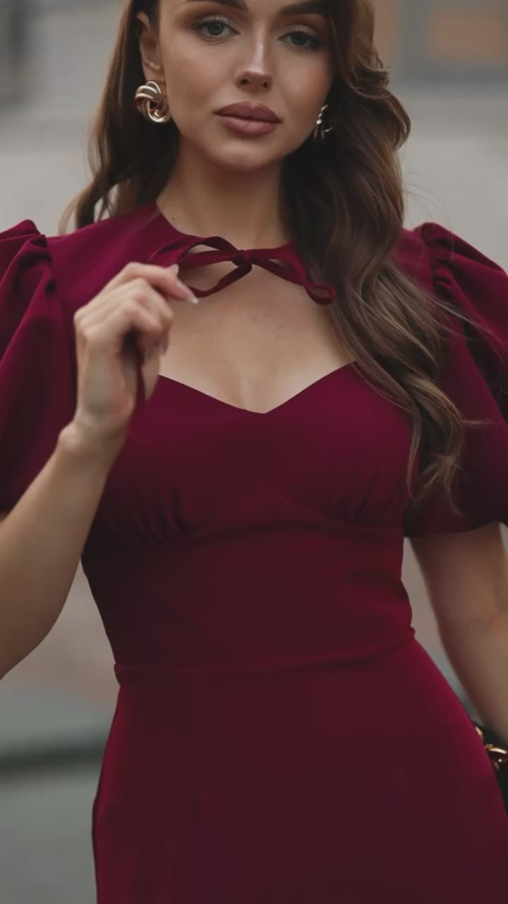 Burgundy midi dress “Julia”