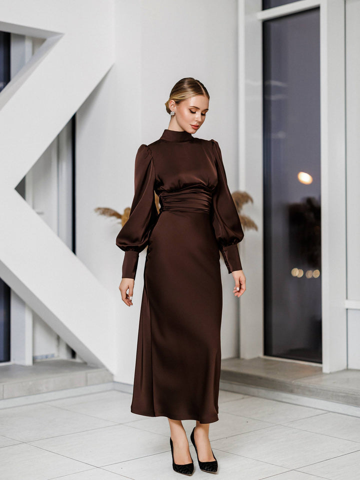 Chocolate color dress “Tilda”