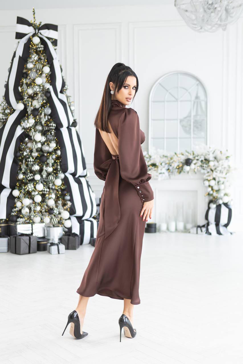 Chocolate color dress “Tilda”