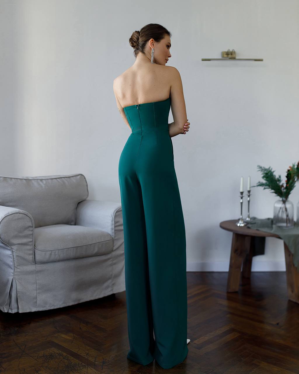 Green jumpsuit "Luxe split leg"