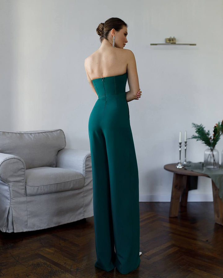 Green jumpsuit "Luxe split leg"