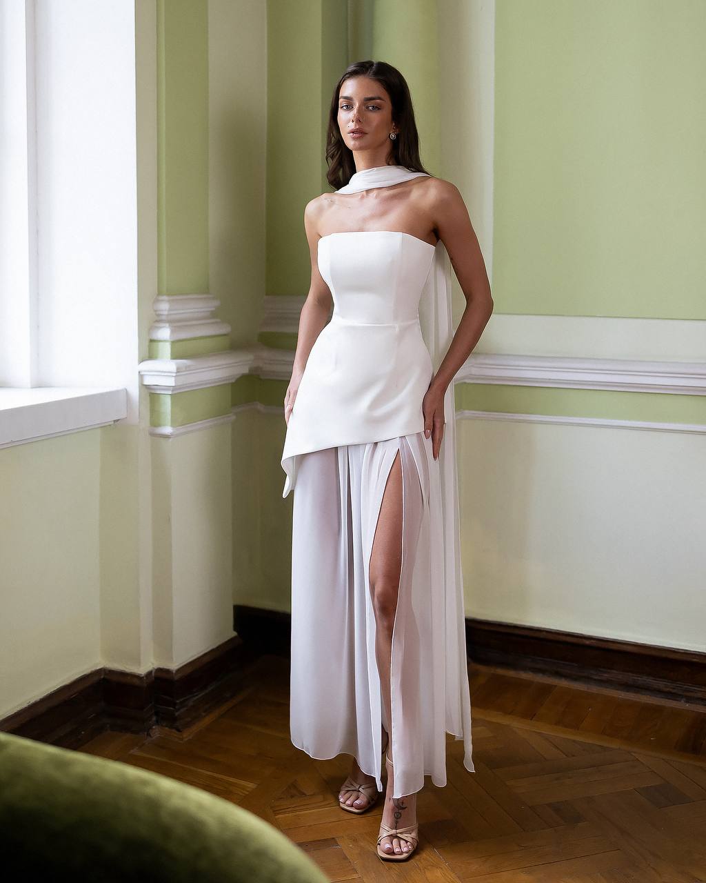 3 pieces set white dress “Nitena”