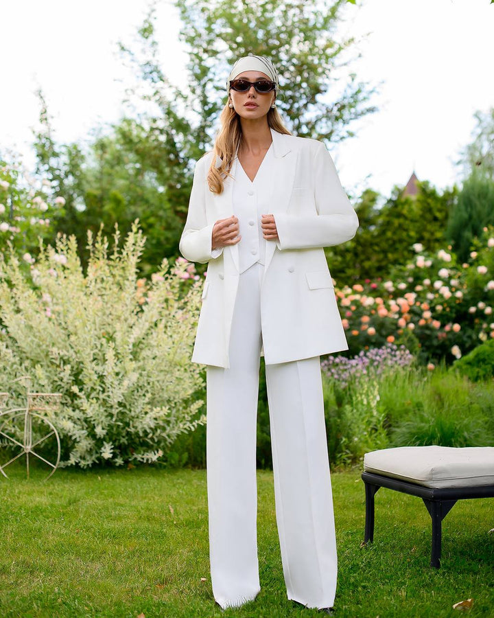 White three piece suit "Ultra classy"