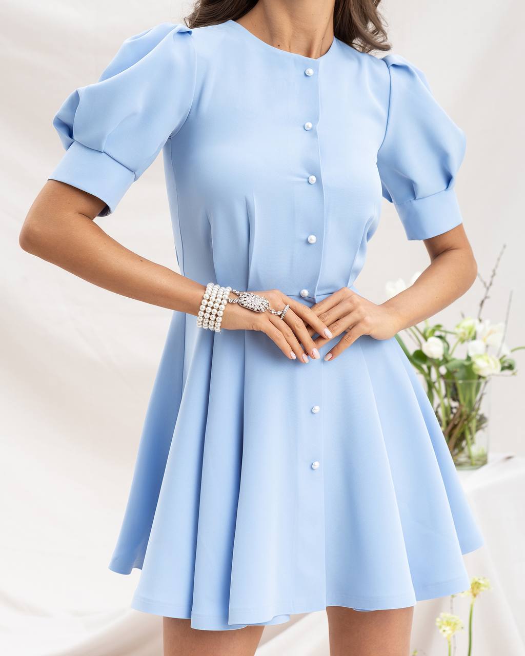 BLUE MINI DRESS "THE CHARM OF ELEGANCE''