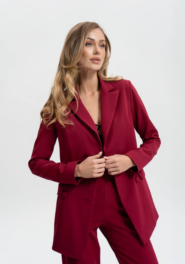 Bordo spalvos kostiumas "Long leg belted”
