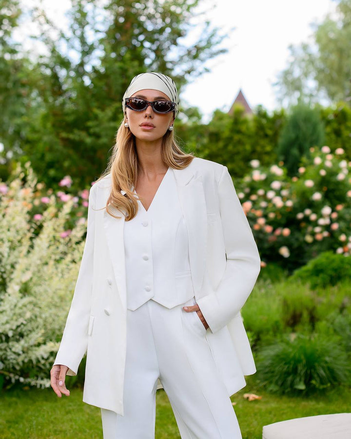 White three piece suit "Ultra classy"