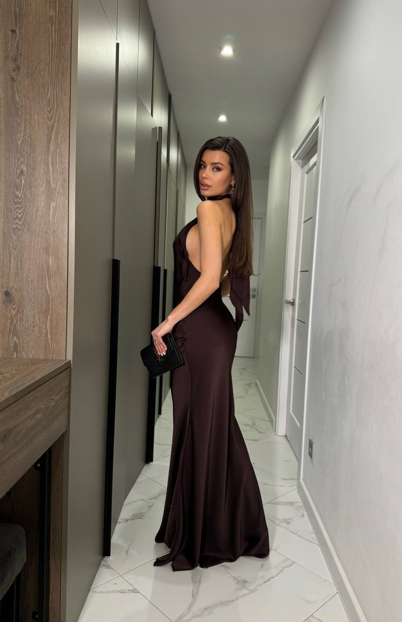 Chocolate color maxi dress “Astina”