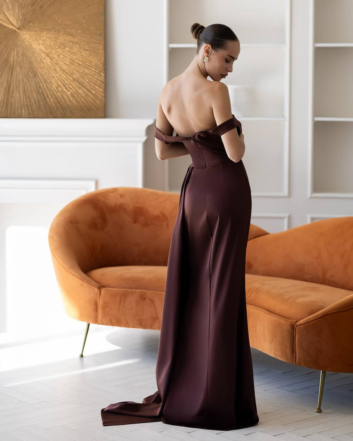Chocolate color maxi dress “Oscata”