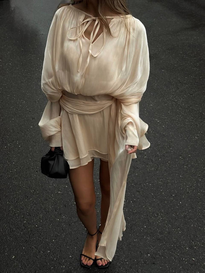 Sand color mini dress “Amora”