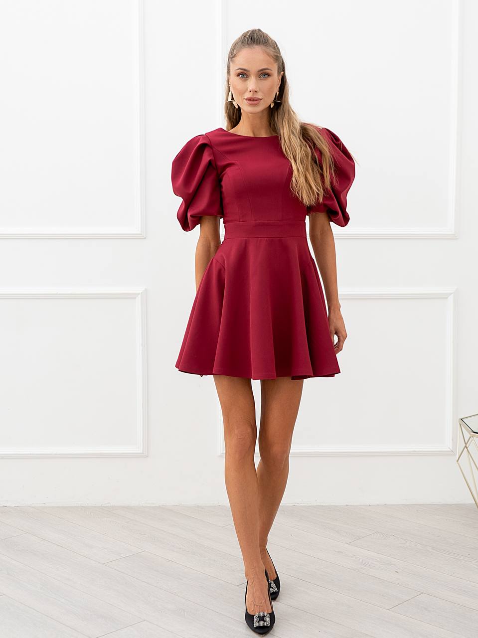 Bordo spalvos mini suknelė "Merlot"