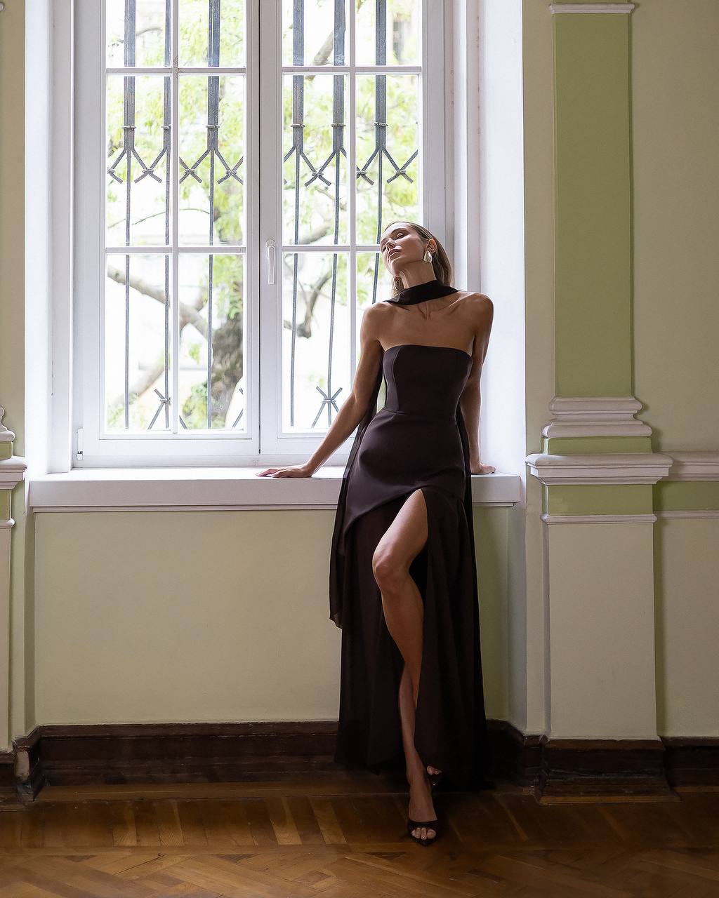3 pieces set chocolate color dress “Nitena”