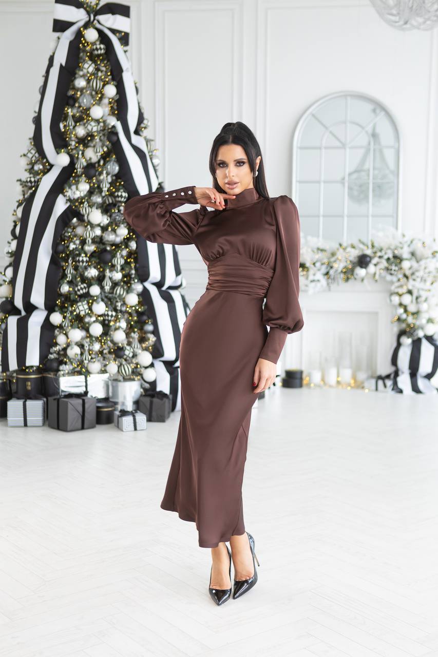 Chocolate color dress “Tilda”