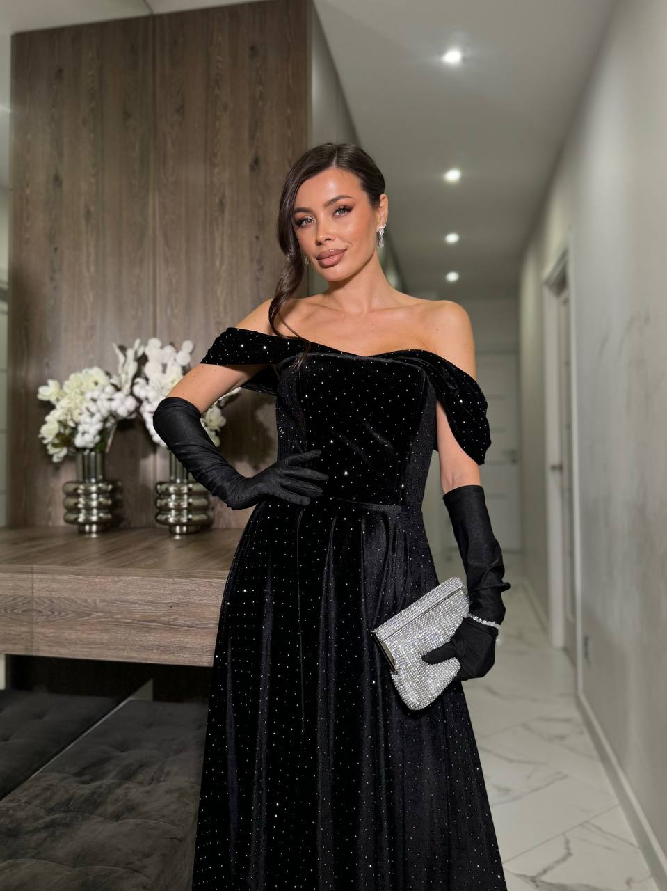 Black velvet dress “Dina”