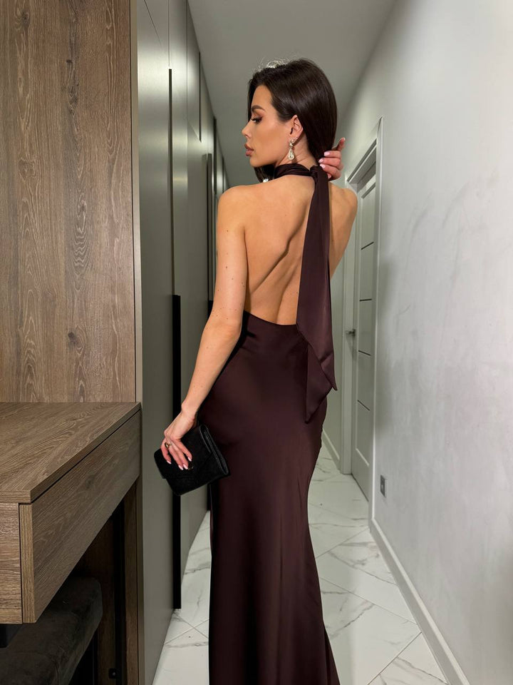 Chocolate color maxi dress “Astina”