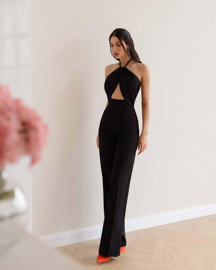 BLACK JUMPSUIT "WRAP OVER FRONT"