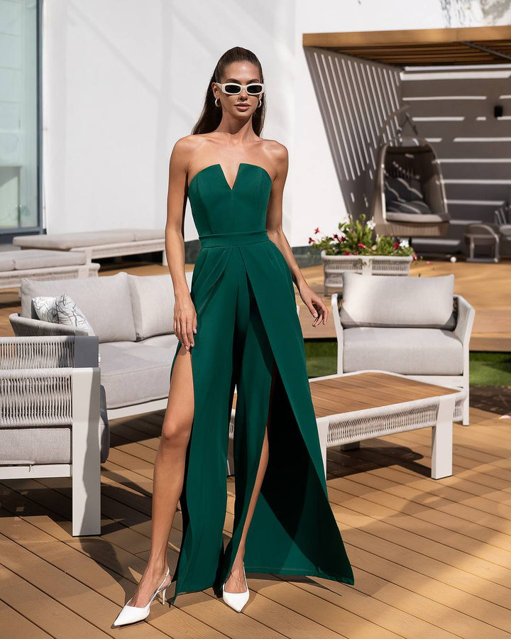 Green jumpsuit "Luxe split leg"