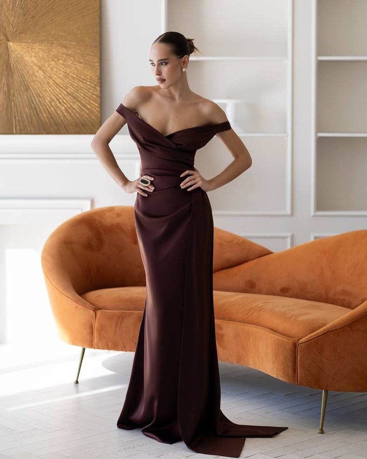 Chocolate color maxi dress “Oscata”