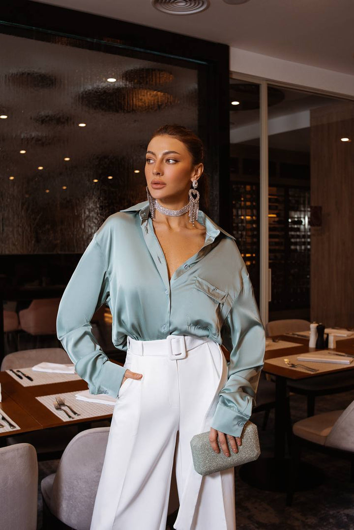 White trousers with belt “Paleja”