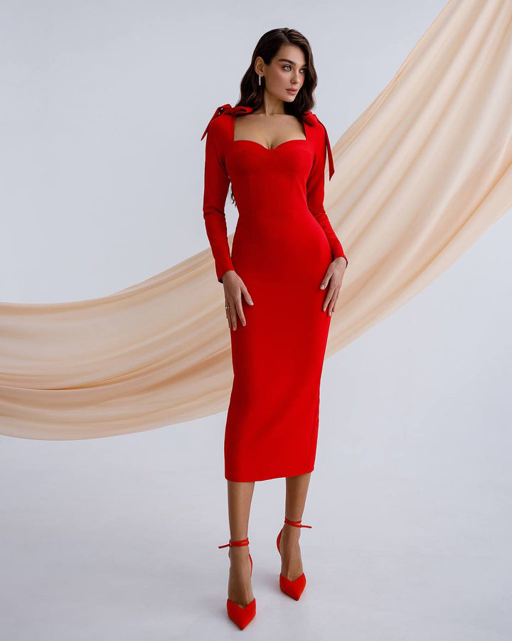 Red midi dress “Sabela”