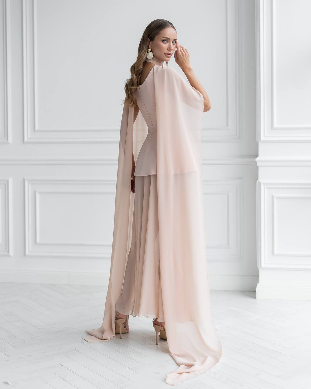 3 pieces set peach color dress “Ratena”