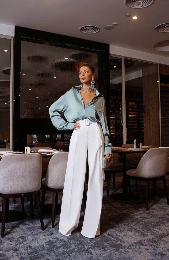 White trousers with belt “Paleja”