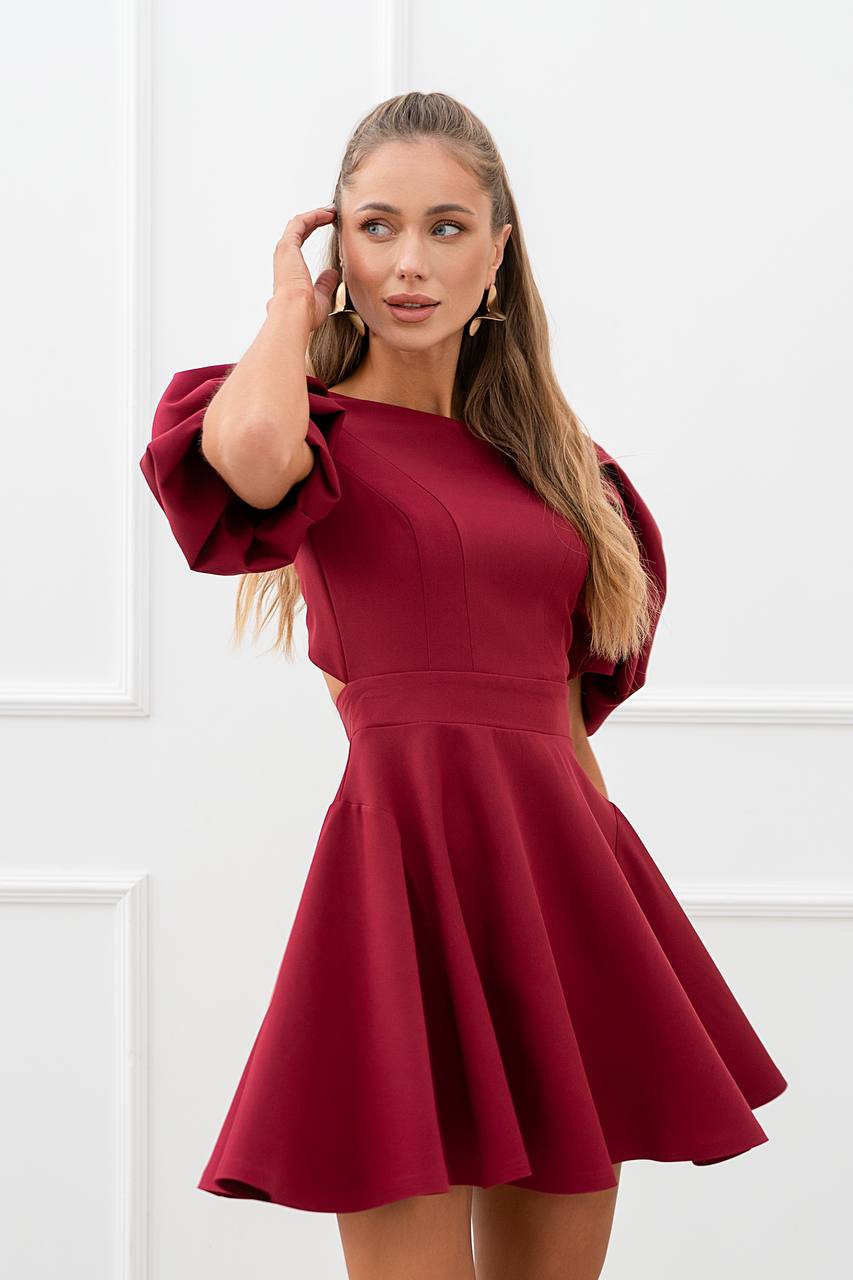 Bordo spalvos mini suknelė "Merlot"