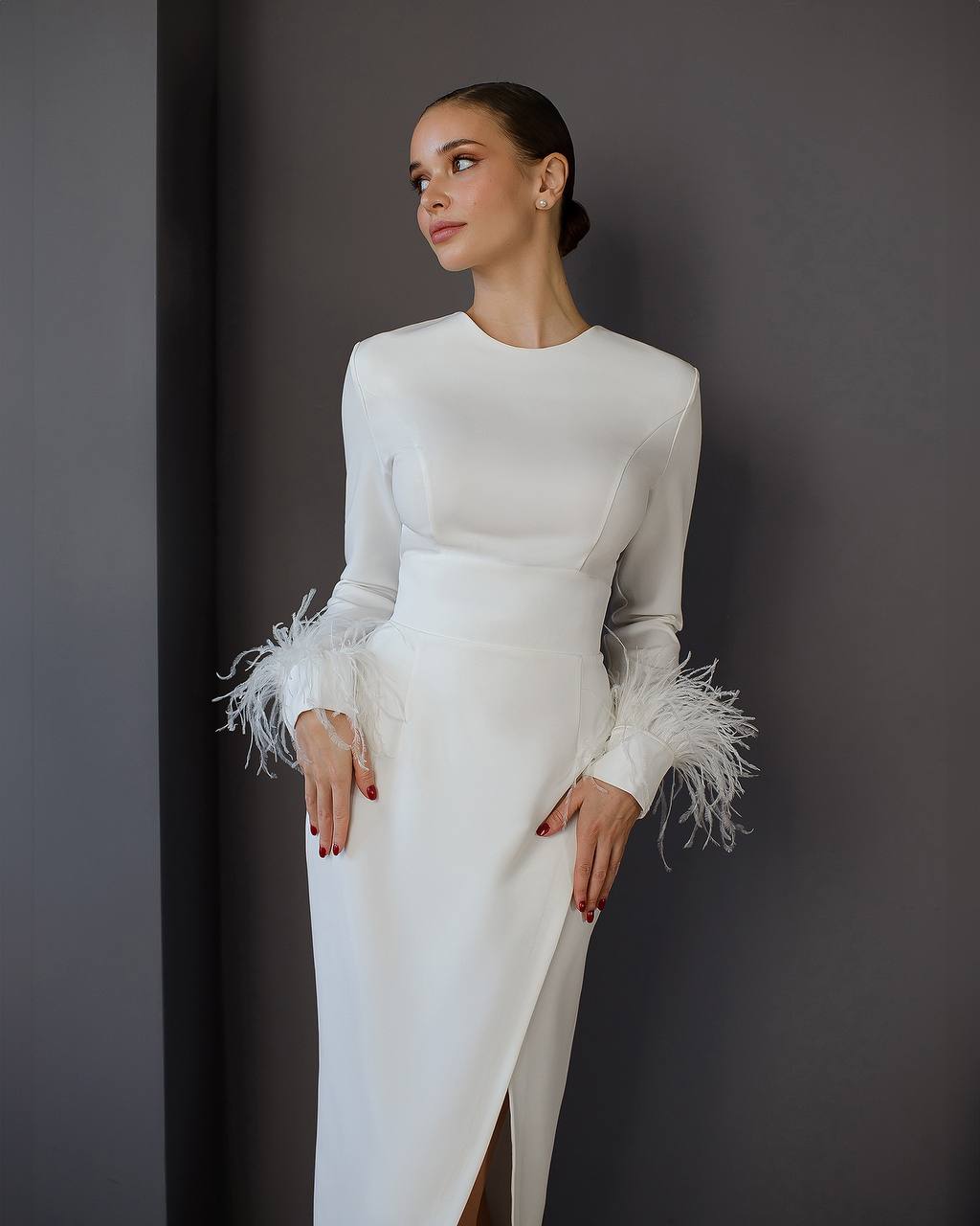 White midi dress “Feather”